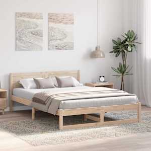 Rám postele s čelo Přírodní 150 x 200 cm Masivní borové dřevo - obrázek 3