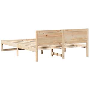 Rám postele s čelo Přírodní 150 x 200 cm Masivní borové dřevo - obrázek 7