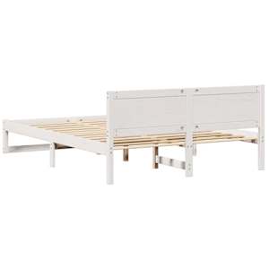Rám postele s čelo Bílá 150 x 200 cm Masivní borové dřevo - obrázek 7