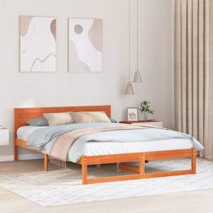 Konstrukcija postelje z vzglavjem Voskast rjav 150 x 200 cm
