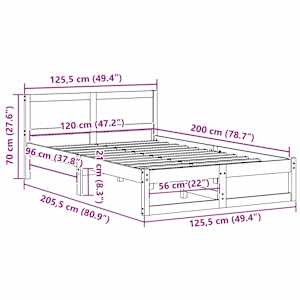 Rám postele s čelo Přírodní 120 x 200 cm Masivní borové dřevo - obrázek 10