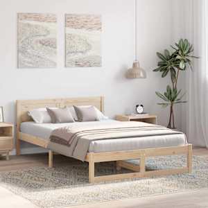 Rám postele s čelo Přírodní 140 x 190 cm Masivní borové dřevo - obrázek 3