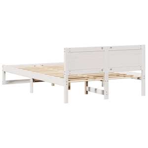 Rám postele s čelo Bílá 135 x 190 cm Masivní borové dřevo - obrázek 7