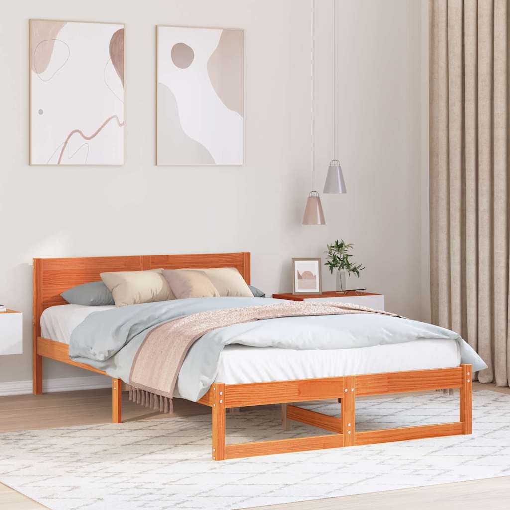 voodiraam vahatatud pruun tugev männipuit 135 x 190 cm lihtne