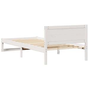 Rám postele s čelo Bílá 100 x 200 cm Masivní borové dřevo - obrázek 7