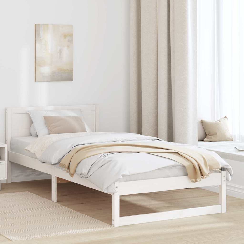 voodiraam Valge Puit 90 x 200 cm Minimalistlik voodiraam