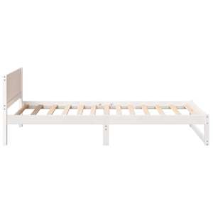 Rám postele s čelo Bílá 90 x 200 cm Masivní borové dřevo - obrázek 6
