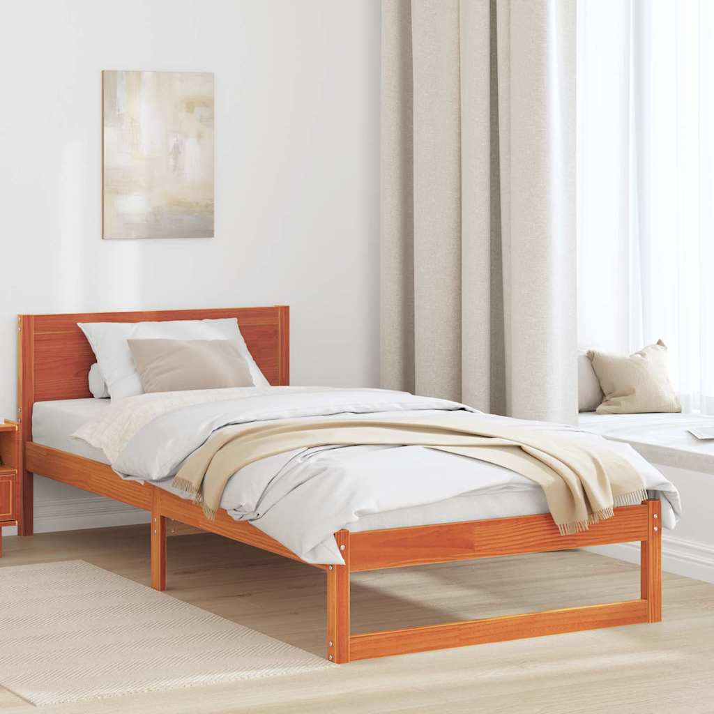 Bettgestell Gewachst Braun Massivholz 90 x 200 cm Robustes