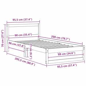 Rám postele Voskově hnědá 90 x 200 cm Masivní borové dřevo - obrázek 10