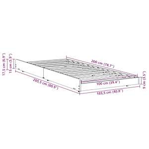 Rám postele Přírodní 100 x 200 cm Masivní borové dřevo - obrázek 12