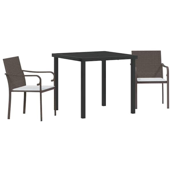 vidaXL Aia s&ouml;&ouml;gilaudade komplekt 3 tk Pruun ja must PE rattan