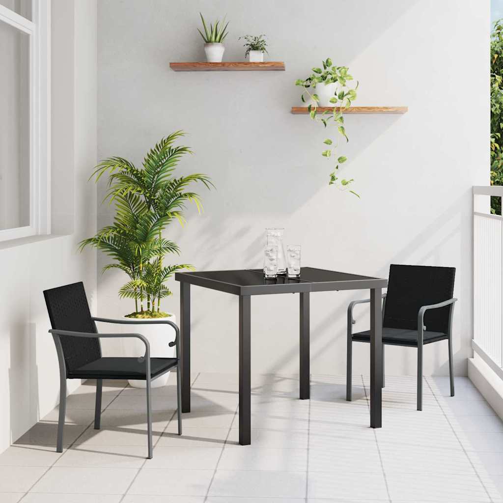 3-delt havemøbel sæt med puder i sort poly rattan