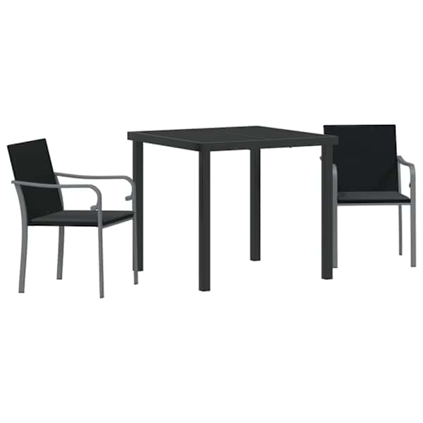 vidaXL Aia s&ouml;&ouml;gilaudade komplekt 3 tk Must ja Hall PE rattan