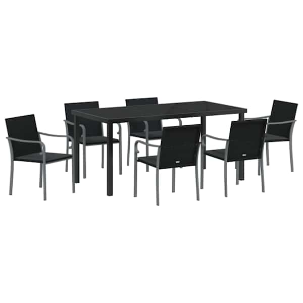 vidaXL Aia s&ouml;&ouml;gilaudade komplekt 7 tk Must ja Hall PE rattan