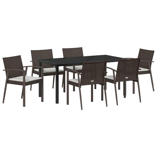 vidaXL Aia s&ouml;&ouml;gilaudade komplekt 7 tk Pruun ja must PE rattan