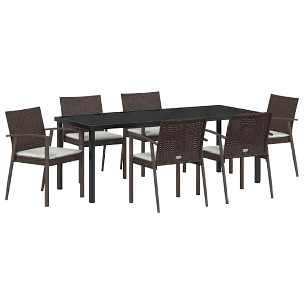 vidaXL Aia s&ouml;&ouml;gilaudade komplekt 7 tk Pruun ja must PE rattan