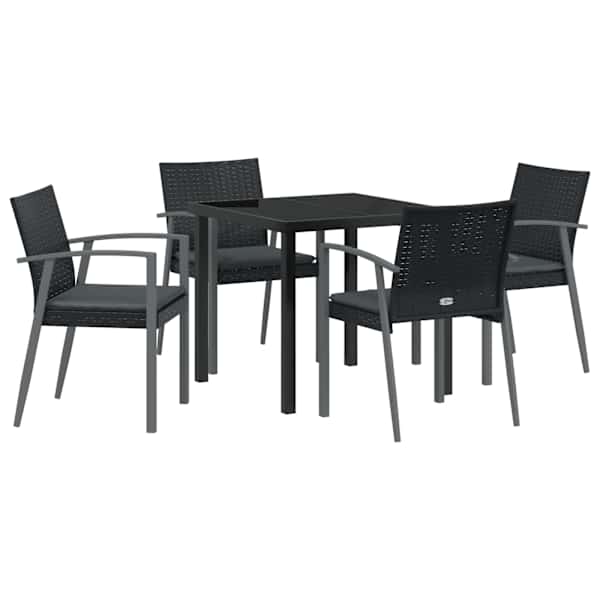 vidaXL Aia s&ouml;&ouml;gilaudade komplekt 5 tk Must ja Hall PE rattan