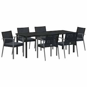 vidaXL Aia s&ouml;&ouml;gilaudade komplekt 7 tk Must ja Hall PE rattan