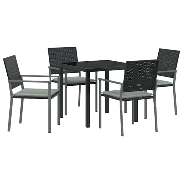 vidaXL Aia s&ouml;&ouml;gilaudade komplekt 5 tk Must ja heledat hall PE rattan
