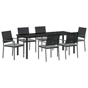 vidaXL Aia s&ouml;&ouml;gilaudade komplekt 7 tk Must ja heledat hall PE rattan