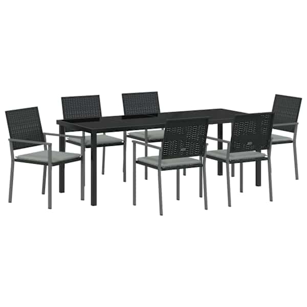 vidaXL Aia s&ouml;&ouml;gilaudade komplekt 7 tk Must ja heledat hall PE rattan