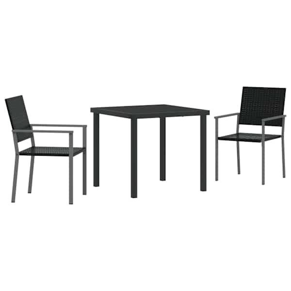 vidaXL Aia s&ouml;&ouml;gilaudade komplekt 3 tk Must PE rattan