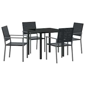 Zahradní jídelní souprava 5 pcs Černá PE ratan - obrázek 2