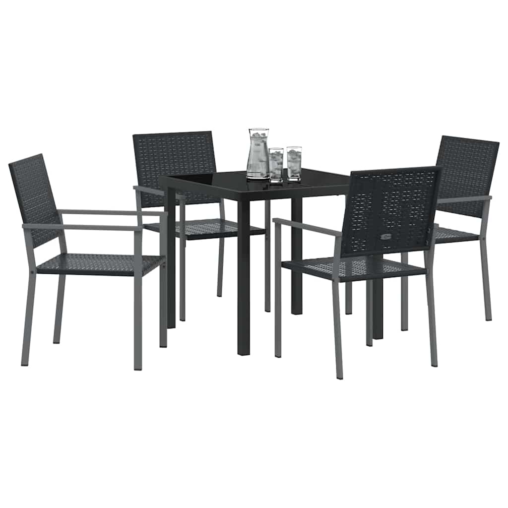 vidaXL Tuin Eetset 5 pcs Zwart Poly riet