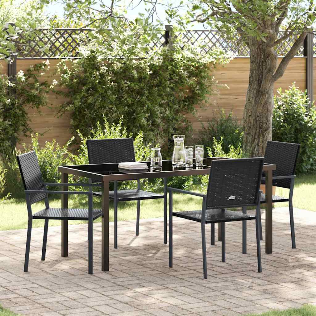 Sæt af 3 Sort PE rattan, pulverlakeret stål 54x62.5x89 cm