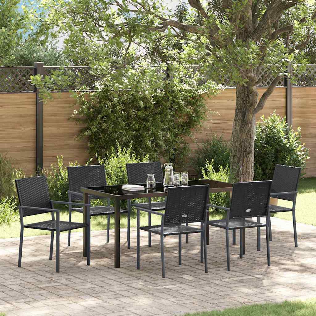Sæt af 4 Sort PE rattan, pulverlakeret stål 54x62,5x89 cm