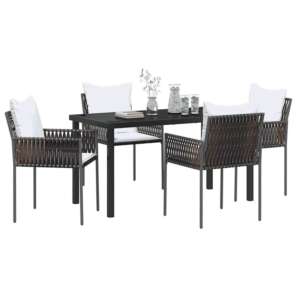 vidaXL 5-Delige Tuinset - Bruin - Met Kussens - Poly Rattan