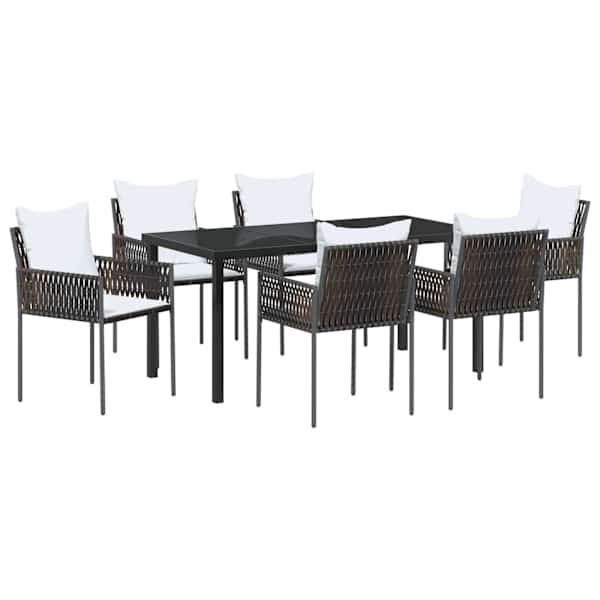 vidaXL Aia s&ouml;&ouml;gilaudade komplekt 7 tk Pruun ja must PE rattan