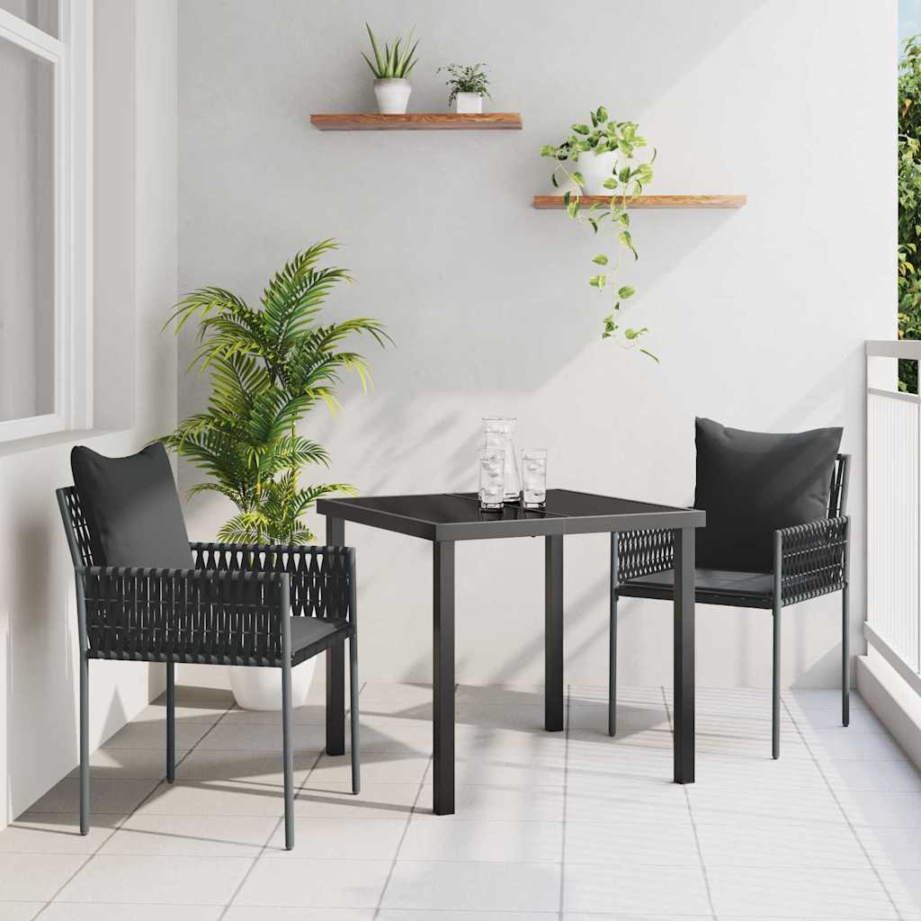 Sæt af 2 Sort PE rattan 54x61x83 cm Holdbar Udendørs stol