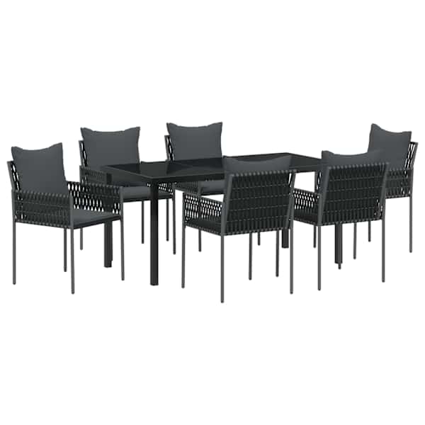 vidaXL Aia s&ouml;&ouml;gilaudade komplekt 7 tk Must ja Hall PE rattan