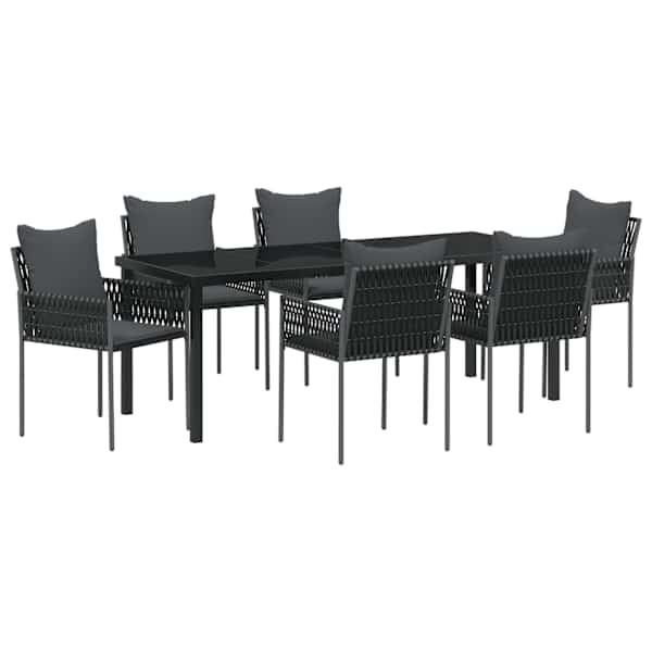 vidaXL Aia s&ouml;&ouml;gilaudade komplekt 7 tk Must ja Hall PE rattan