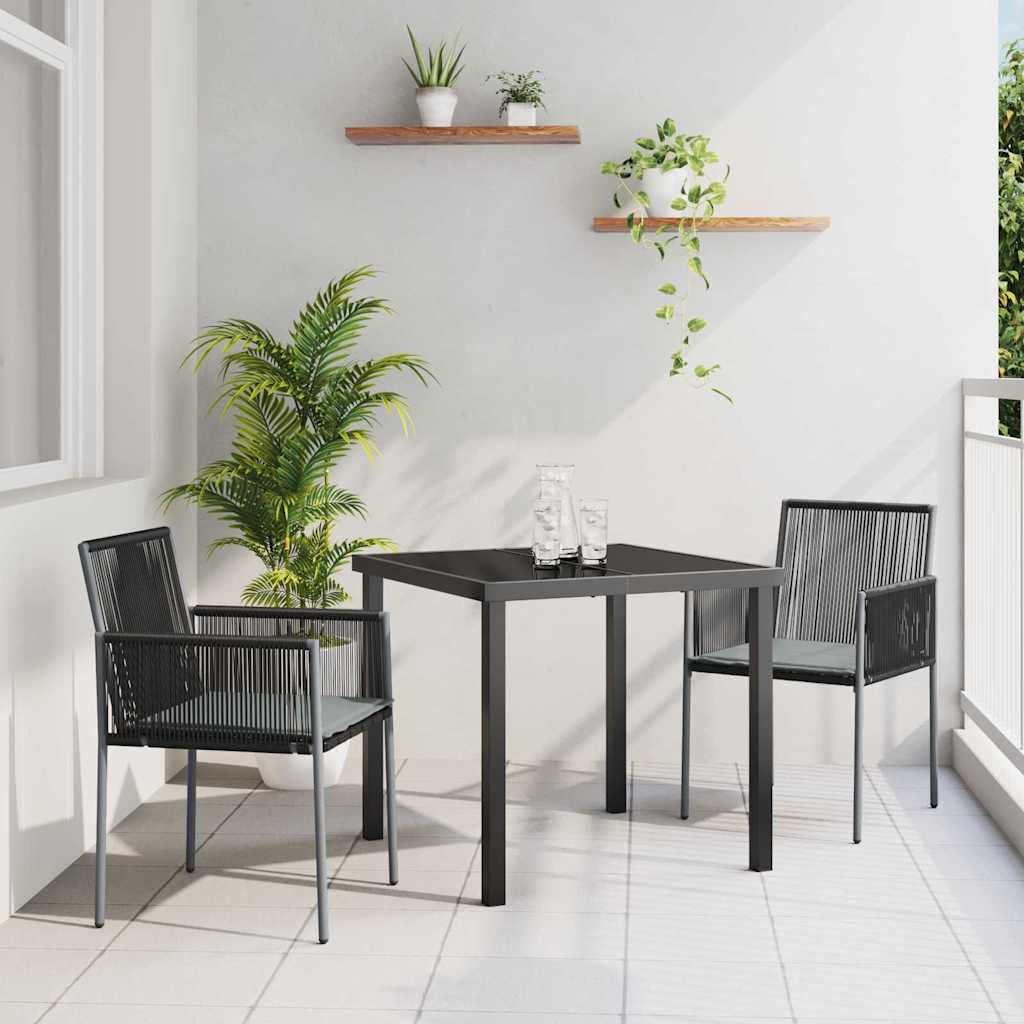 3-osaline Aiakohv komplekt padjadega Must Polü Rattan