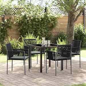 Komplet za jedilnico v vrtu 5 pcs Črna PE ratan