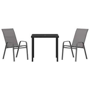 Zahradní jídelní souprava 3 pcs Šedá a černá - obrázek 7