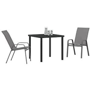 Zahradní jídelní souprava 3 pcs Šedá a černá - obrázek 3