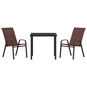 Zahradní jídelní souprava 3 pcs Hnědá a černá - obrázek 7