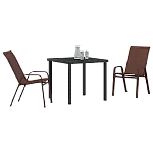 Zahradní jídelní souprava 3 pcs Hnědá a černá - obrázek 3