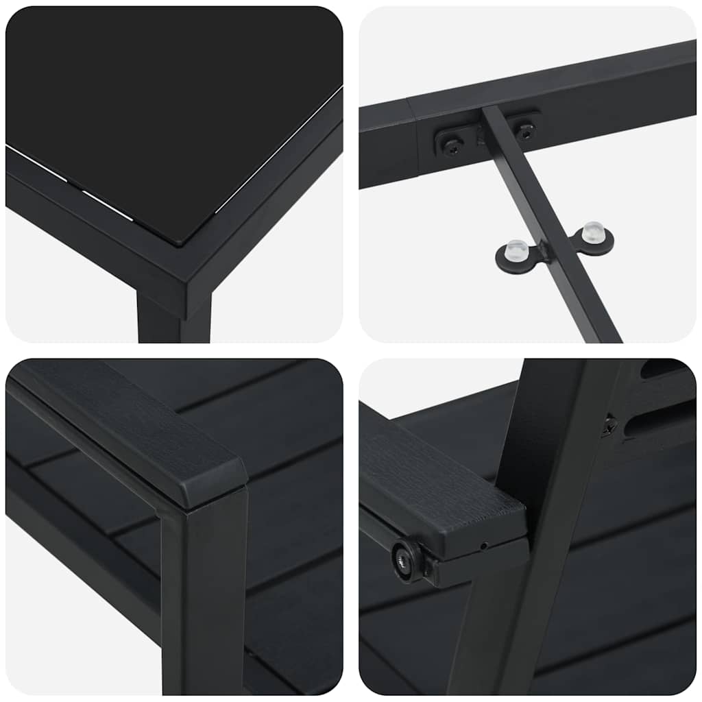 Komplet za jedilnico v vrtu 3 pcs Črna Prašno lakirano jeklo - slika 9