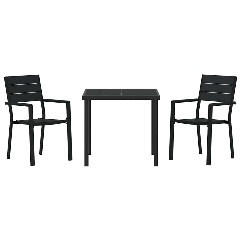 Komplet za jedilnico v vrtu 3 pcs Črna Prašno lakirano jeklo - slika 7