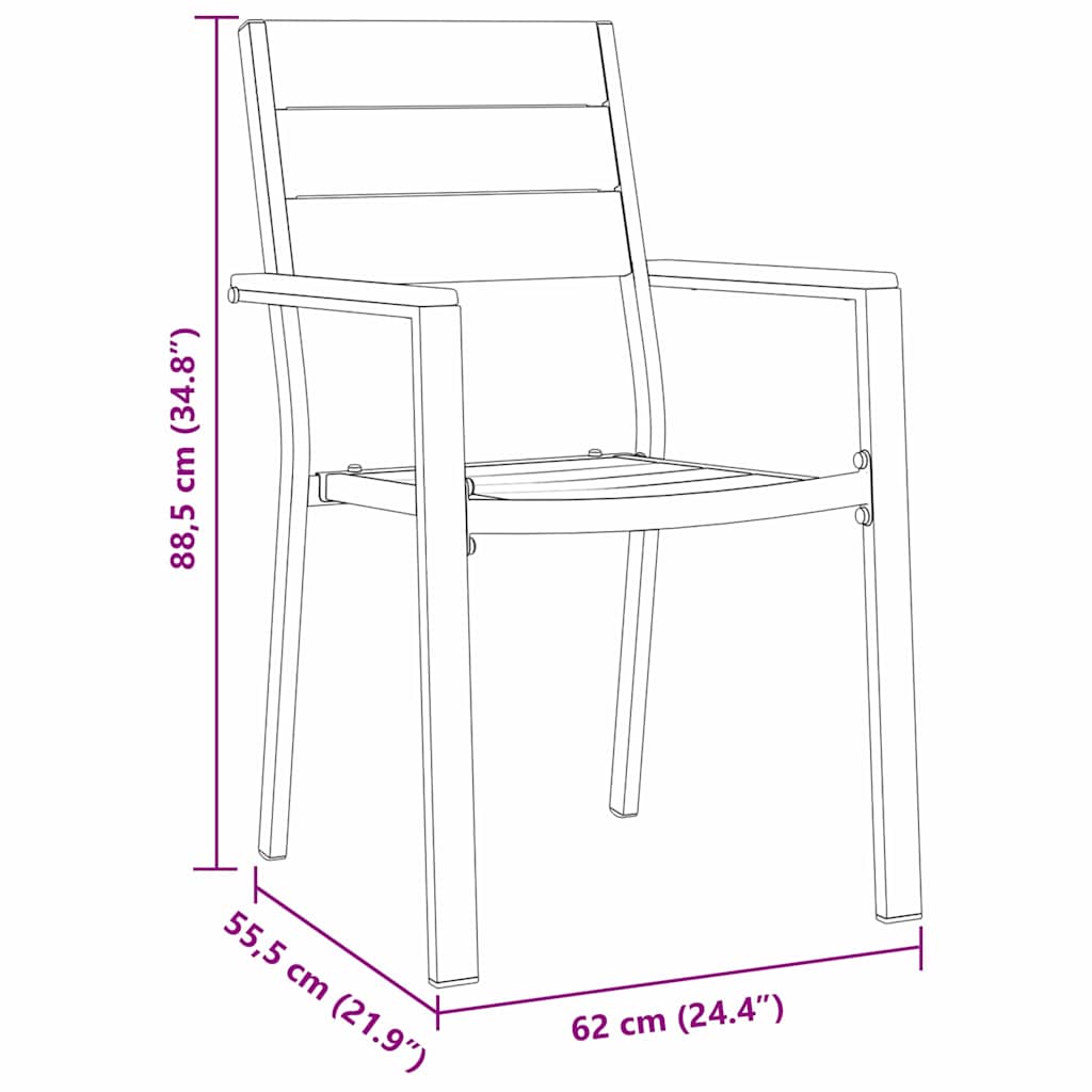 Komplet za jedilnico v vrtu 3 pcs Črna Prašno lakirano jeklo - slika 10