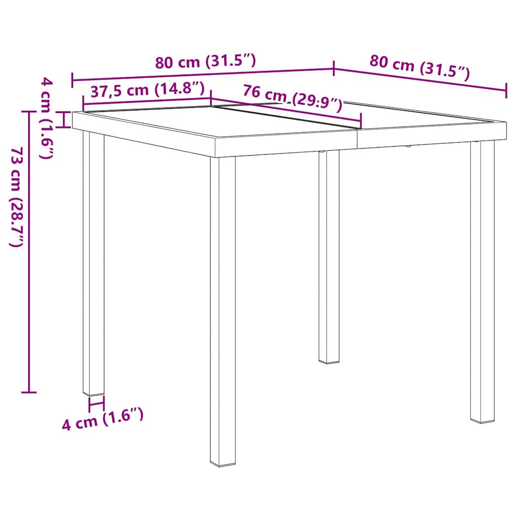 Komplet za jedilnico v vrtu 3 pcs Črna Prašno lakirano jeklo - slika 11