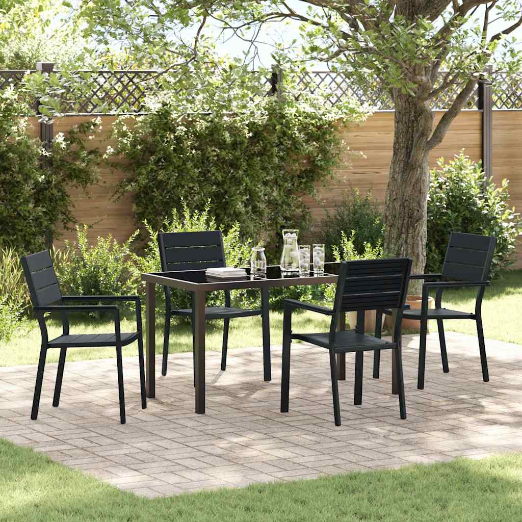 5 Teile Garten Esstisch Set Schwarz HDPE