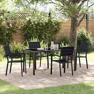 Komplet za jedilnico v vrtu 5 pcs Črna Prašno lakirano jeklo