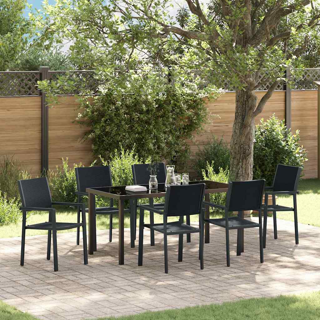 7-delt Have Spisesæt Sort Poly Rattan