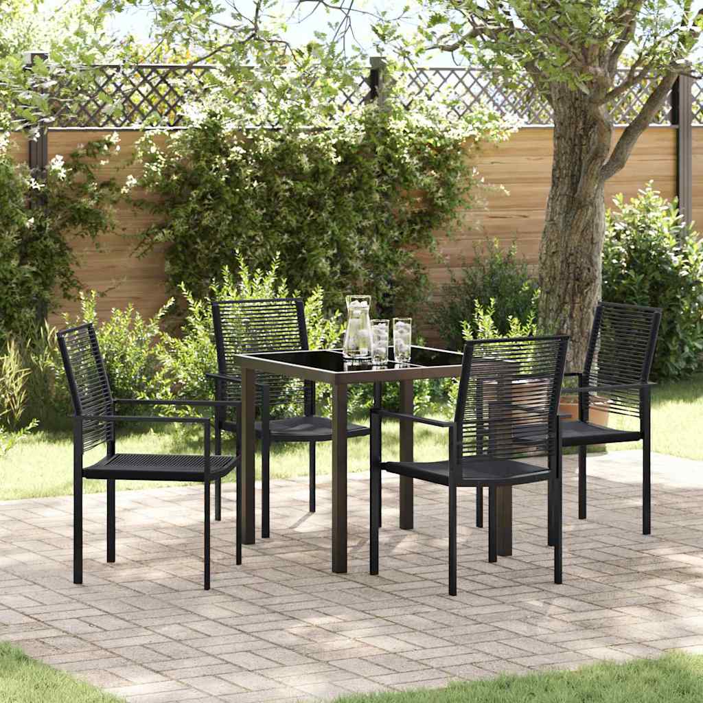 5-tlg. Garten-Essgruppe Schwarz PVC-Rattan