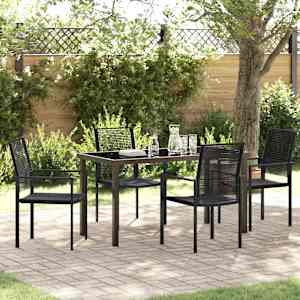 Komplet za jedilnico v vrtu 5 pcs Črna Prašno lakirano jeklo